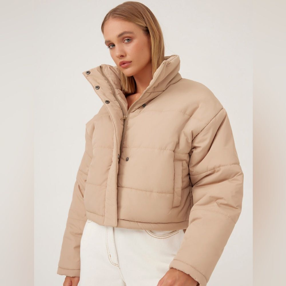 The Fifth Label Remake Puffer‎ Tan Cropped Jacket Boxy XS